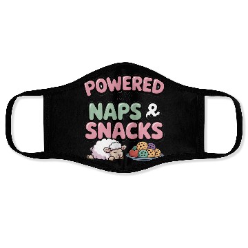 Discover Powered by Naps and Snacks Illustration Face Masks
