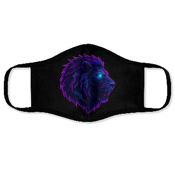 Discover Neon Roar Cyberpunk Lion Head Face Masks