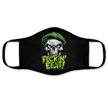 Discover Angry Skull Feckin Eejit Irish Slang Funny Joke Face Masks