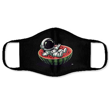 Discover Playful Astronaut on Watermelon Slice Face Masks