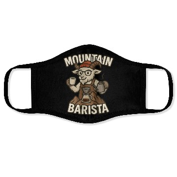 Discover Mountain Goat Barista Design Face Masks