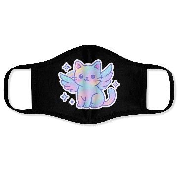 Discover Celestial Winged Cat Illustration Face Masks