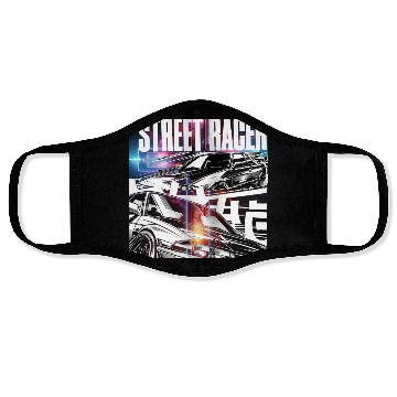 Discover Neon Street Racer Illustration Face Masks