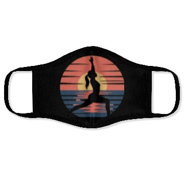 Discover Sunset Yoga Silhouette Design Face Masks