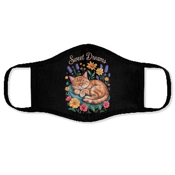 Discover Whimsical Cat Resting Amid Florals Face Masks