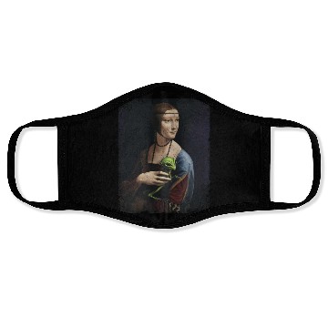 Discover Classical Woman with Alien Companion Print Face Masks