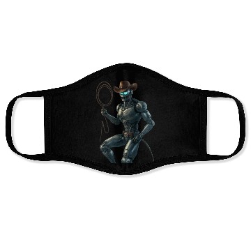 Discover Robot Cowboy – Futuristic Sci-Fi Western Artwork Face Masks