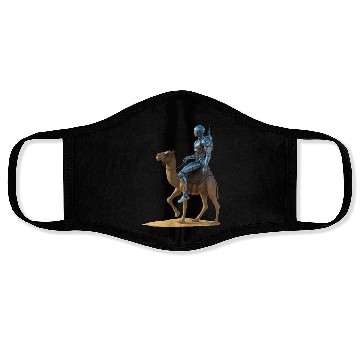 Discover Futuristic Robot Riding Camel – Sci-Fi Desert Adve Face Masks