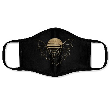 Discover Retro Sunset Bat Silhouette with Full Moon Face Masks