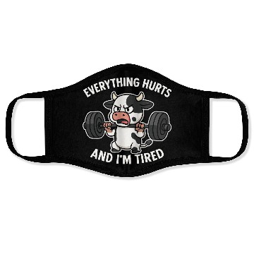 Discover Angry Cow Lifting Weights Humor Face Masks