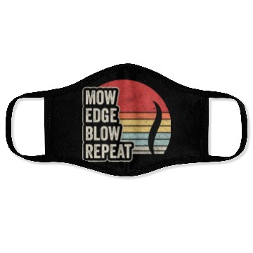 Discover Mow Edge Blown Repeat Lawn Mowing Lawn Mower Retro Face Masks