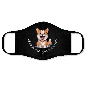 Discover Joyful Corgi Playfulness Design Face Masks