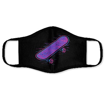 Discover Neon Retro Skateboard Design Face Masks