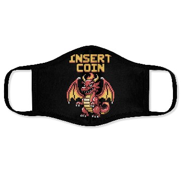 Discover Pixel Art Retro Dragon Insert Coin Design Face Masks