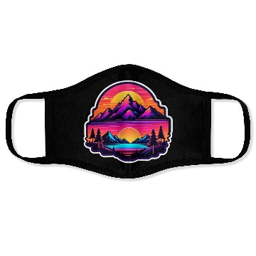 Discover Neon Mountain Sunset Landscape Face Masks