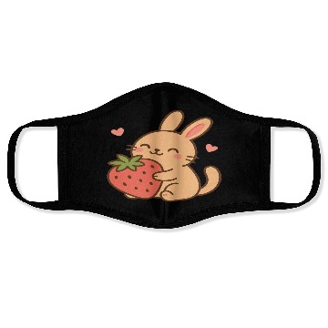 Discover Cute Bunny Embracing Strawberry Design Face Masks