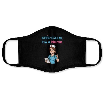 Discover Keep Calm I'm a Nurse Illustration Face Masks