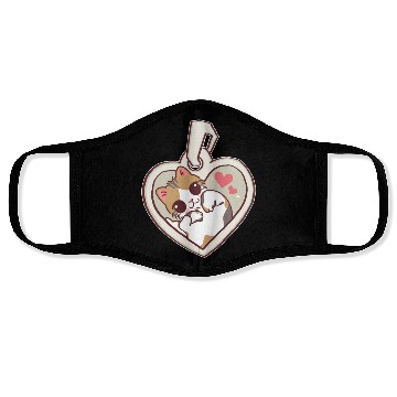 Discover Kawaii Calico Cat Heart Locket Face Masks