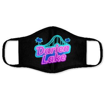 Discover Neon Daren Lake Sign with Roller Coaster and Palms Face Masks