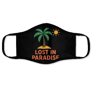 Discover Tropical Sunset Palm Illustration Face Masks