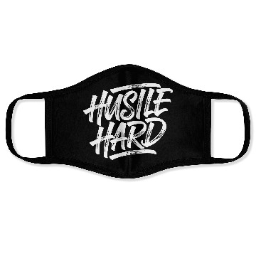 Discover Hustle Hard Motivational Typography Face Masks