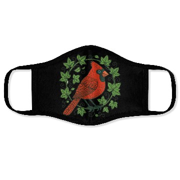 Discover Vibrant Cardinal Amidst Ivy Leaves Face Masks