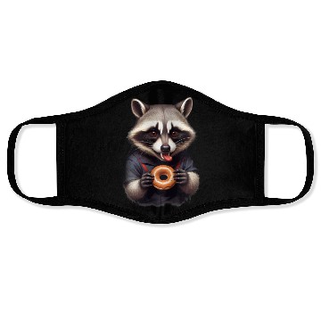 Discover Vampire Racoon with Donut Illustration Face Masks