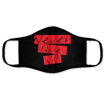 Discover Never Give Up Motivational Typography Design – Red Face Masks