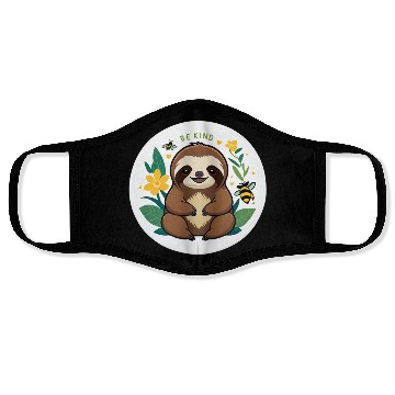 Discover Adorable Sloth with Bee and Flower Motif Face Masks