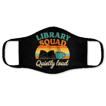 Discover Library Squad Quietly Loud Reading Crew Librarian  Face Masks