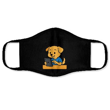 Discover Digital Puppy Exploring on Tablet Face Masks