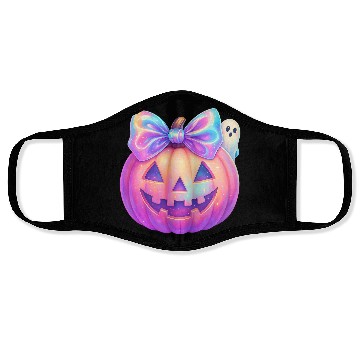 Discover Glowing Halloween Pumpkin with Iridescent Bow Face Masks