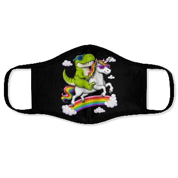 Discover T-Rex Dinosaur Riding Unicorn Face Masks
