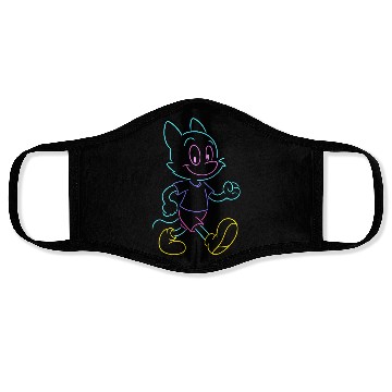 Discover Colorful Neon Cat Running Design Face Masks