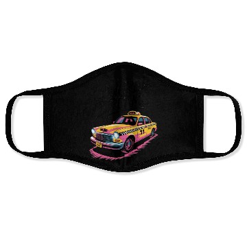 Discover Vibrant Taxi Dreams Illustration Face Masks