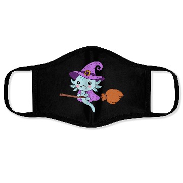 Discover Cute Halloween Witch axolotl Design Face Masks