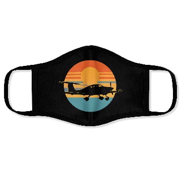 Discover Sunset Pilot Aircraft Illustration Face Masks