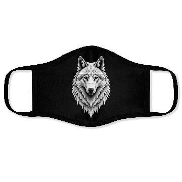 Discover Wolf Illustration Face Masks