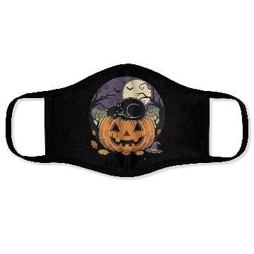 Discover Spooky Cat Nap Pumpkin | Halloween Party Design Face Masks