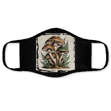Discover Mushroom Forest Botanical Illustration Face Masks