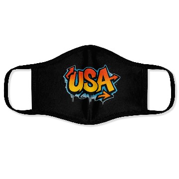 Discover Graffiti USA Flag Illustration Face Masks