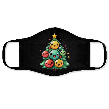 Discover Kawaii Christmas Tree with Chibi Ornaments Face Masks