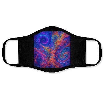 Discover Psychedelic Vortex Swirl in Neon Cosmic Colors Face Masks