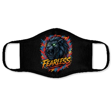 Discover Fearless Lion with Neon Eyes Design Face Masks