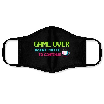 Discover Pixelated Video Game Over Coffee Illustration Face Masks