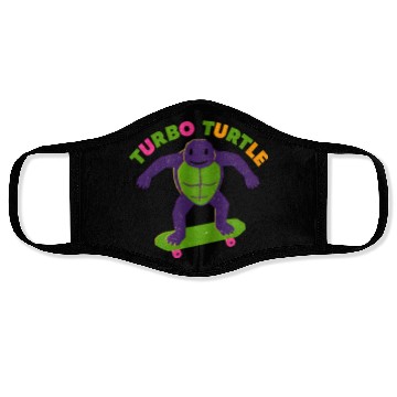 Discover Galactic Turtle Skateboard Design Face Masks