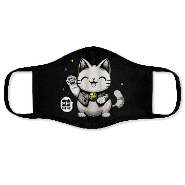Discover Happy Maneki Neko - double happiness - 招き猫 Face Masks