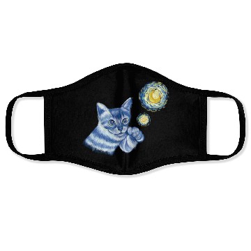 Discover Blue Starry Night British Shorthair Cat Graphic Face Masks