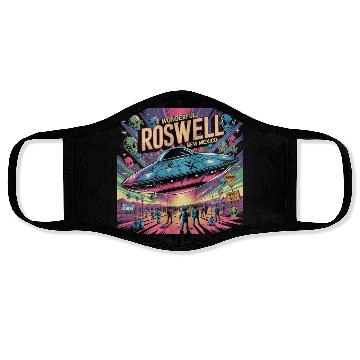Discover Roswell Alien Invasion Ufo Design Face Masks