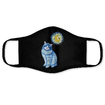 Discover Blue Van Gogh Starry Night Ragdoll Cat Graphic Face Masks